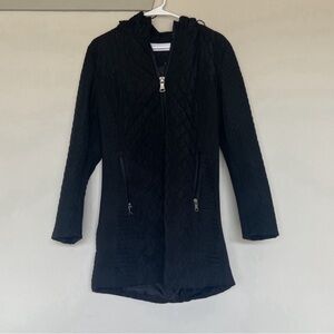 Calvin Klein Black quilted coat, mid-length, size: Medium